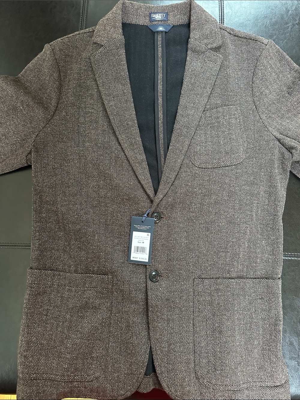 Faherty Brown Herringbone Inlet Tweed Blazer (sold out online)